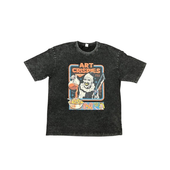 Steven Rhodes Terrifier Art the Clown Stone Wash SS T-Shirt Sz Large Black - Picture 4 of 5